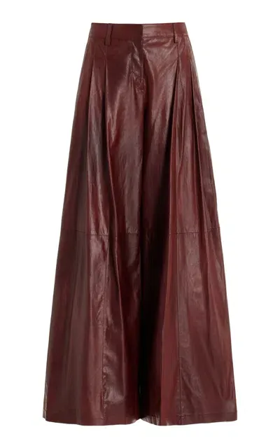 Twp Didi Mid-rise Suede Wide-leg Pants In Burgundy