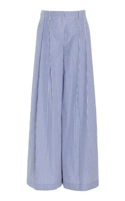 Twp Didi Pleated Cotton Wide-leg Pants In Blue