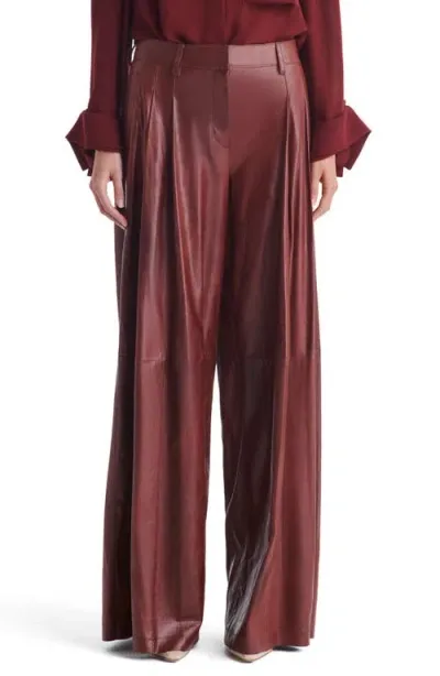 Twp Didi Wide Leg Leather Pants In Warm Brick