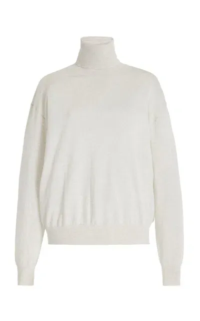 Twp Easy Merino Wool Turtleneck Sweater In Light Grey