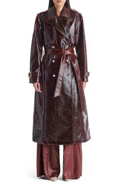 Twp Foreign Affair Leather Trench Coat In Burgundy