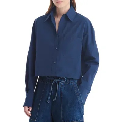 Twp Little Big Joe Cotton Button-up Shirt In Midnight