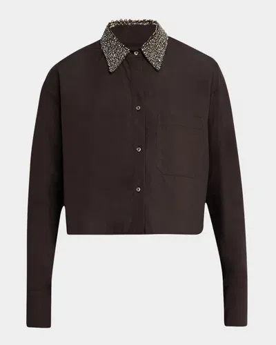 Twp Little Big Joe Shirt With Crystal Collar In Brown