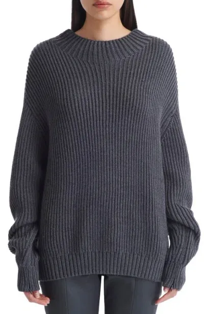 Twp Macie Oversize Zip Cuff Wool Sweater In Charcoal