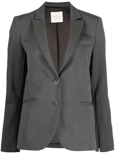 Twp Notched-lapels Single-breasted Blazer In 灰色