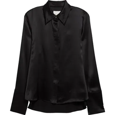 Twp Object Of Affection Silk Button-up Shirt In Black