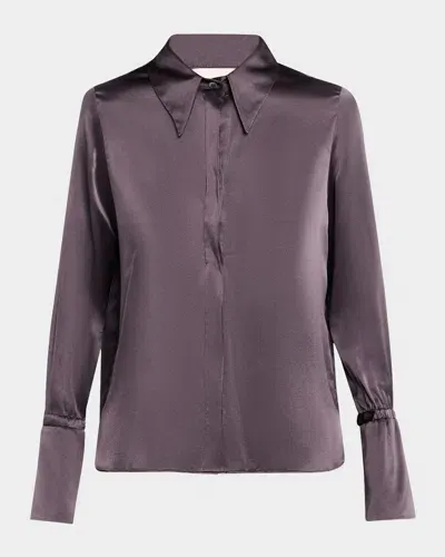 Twp Object Of Affection Silk Top With Sleeve Detail In Plum