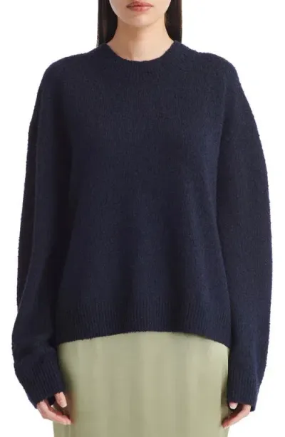 Twp Oversize Nubby Cashmere & Silk Blend Sweater In Midnight