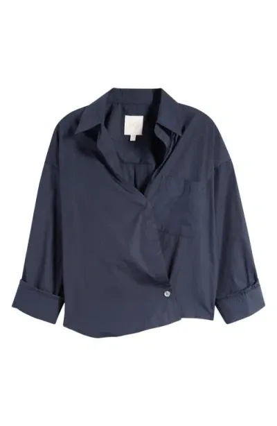 Twp Earl Cotton Button-front Shirt In Midnight