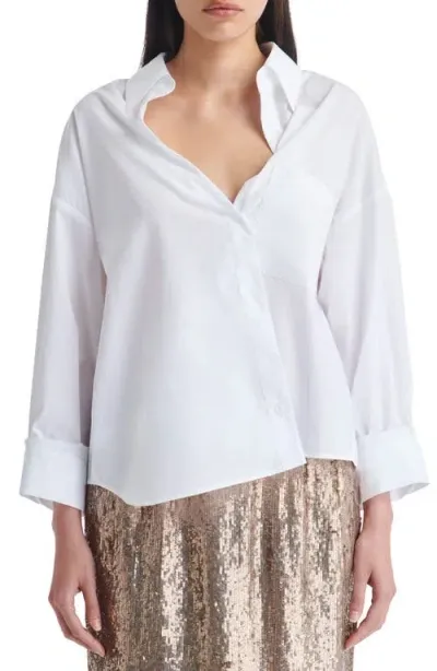 Twp Run Don't Walk Asymmetric Button-front Shirt In White