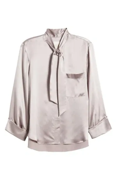 Twp Tie Neck Silk Shirt In Grey