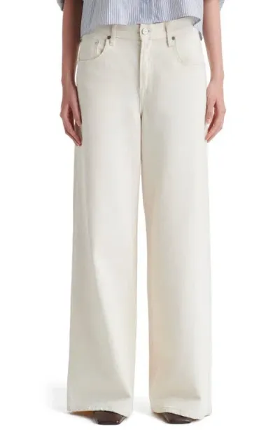 Twp Tiny Dancer Stretch Denim Wide Leg Jeans In Natural