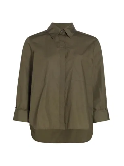 Twp Women's Boyfriend Cotton Shirt In Jungle Green