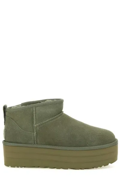 Ugg Classic Ultra Mini Round Toe Boots In Green