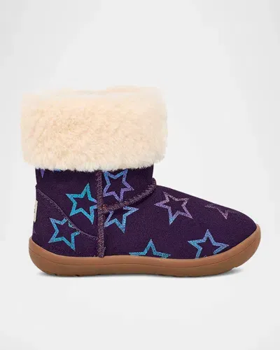 Ugg Kids' Girl's Sammee Iridescent Stars Boots, Baby/toddlers In Nightshade /purple Iridescent