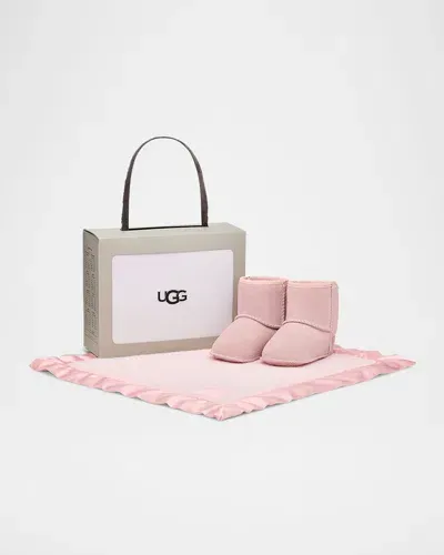 Ugg Kid' Baby Classic And Lovey Gift Set In Seashell Pink