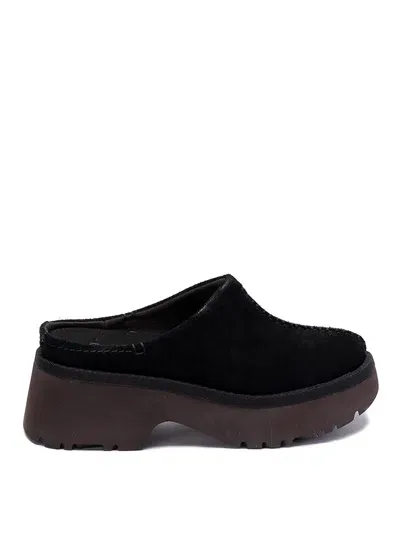 Ugg New Heights 50mm Suede Clogs In Black