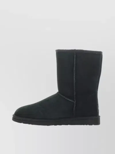 Ugg Short Suede Flat Sole Boots In Black