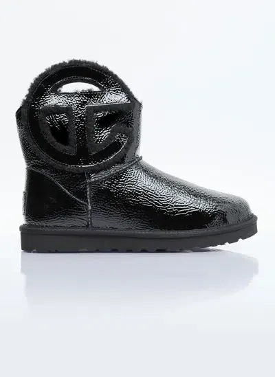 Ugg X Telfar Mens Black Crinkle-texture Leather Ankle Boots