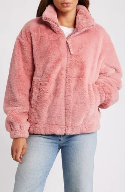 Ugg(r) Faux Fur Jacket In Pink Cedar