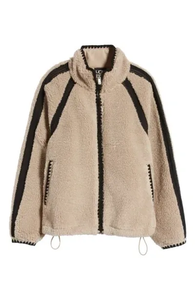 Ugg(r) Nikia Open Stitch Detail Uggfluff Fleece Jacket In Putty