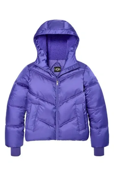 Ugg(r) Ronney Water Resistant Crop Puffer Jacket In Lupine