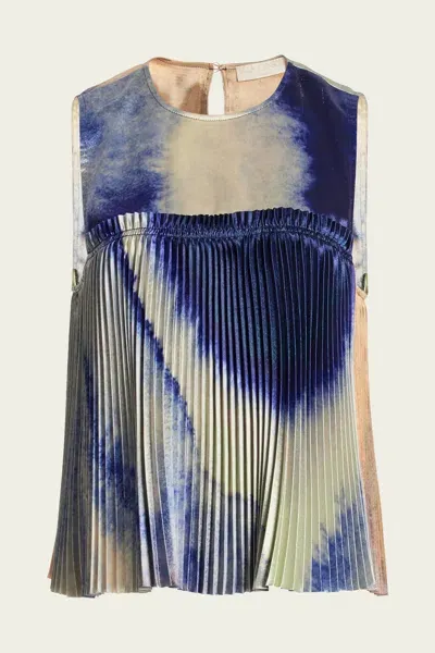 Ulla Johnson Andira Pleated Top In Mirage In Blue