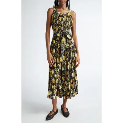 Ulla Johnson Annabeth Pleated Button Front Silk Maxi Dress In Black