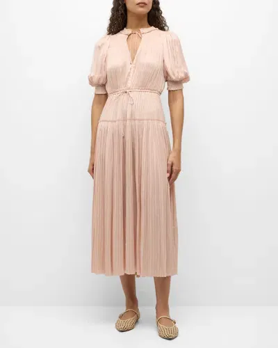 Ulla Johnson Astrid Plisse Midi Dress In Peony