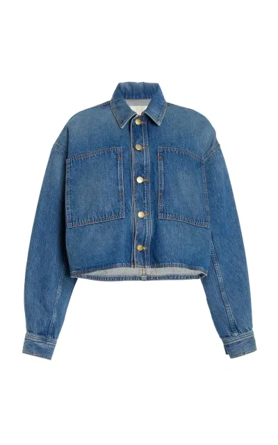 Ulla Johnson Bobbi Cropped Cotton Denim Jacket In Medium Wash