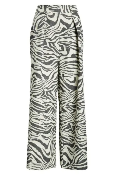 Ulla Johnson Cai Pleated Wide-leg Pants In Zebra