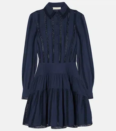 Ulla Johnson Camille Eyelet Button-front Mini Dress In Midnight