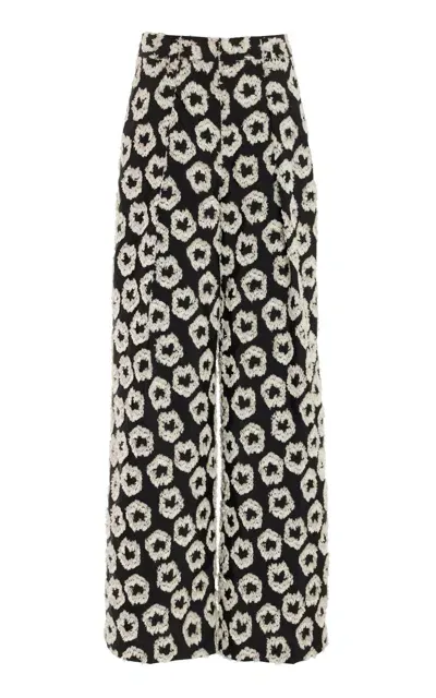 Ulla Johnson Carine Fil Coupe Taffeta Straight-leg Pants In Black,white