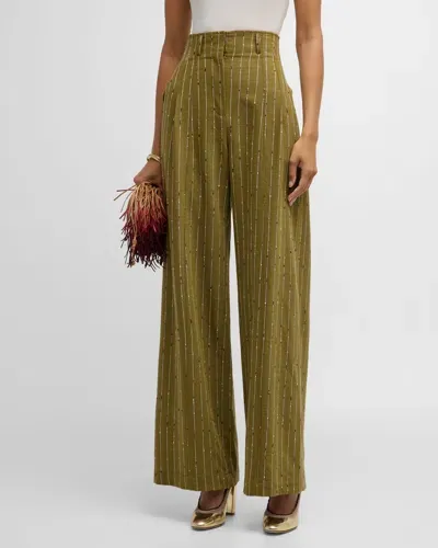 Ulla Johnson Carine Pinstripe Wool Wide-leg Pants In Aspen