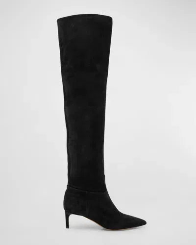 Ulla Johnson Carolina Slouchy Suede Over-the-knee Boots In Black