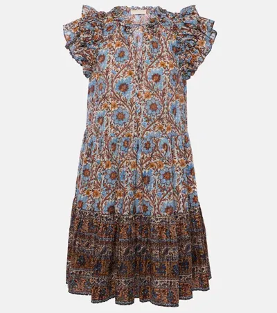 Ulla Johnson Coletta Ruffled Cotton-blend Minidress In Blue