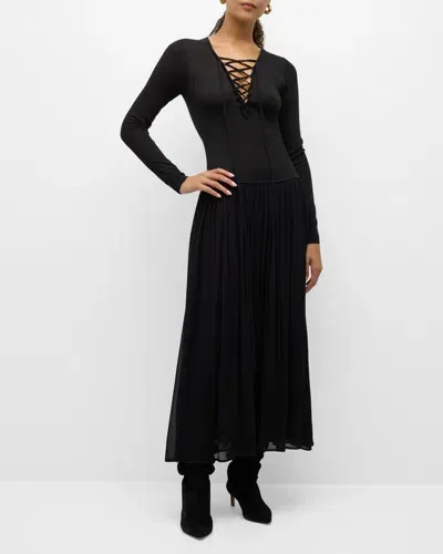 Ulla Johnson Colette Long-sleeve Drop Waist Dress In Noir