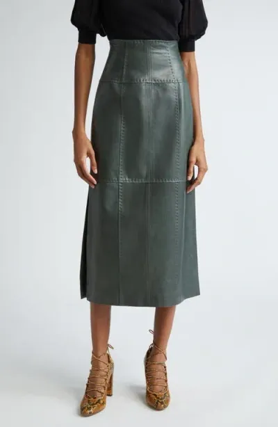 Ulla Johnson Enid Pickstitched Leather Skirt In Jasper