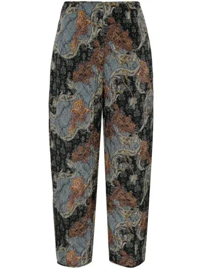 Ulla Johnson Graphic-print Tapered Trousers In Black