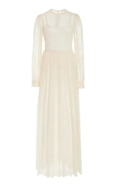 Ulla Johnson Josephine French Chantilly Lace Midi Dress In White