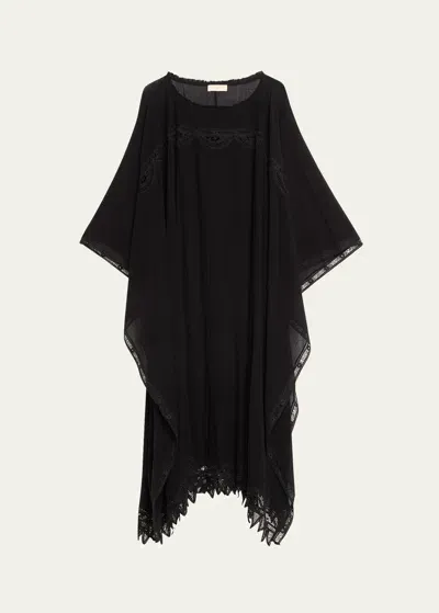 Ulla Johnson Jourdana Lace-trimmed Cotton-gauze Coverup In Noir