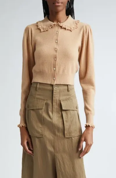 Ulla Johnson Kalila Frill Collar Cashmere Cardigan In Camel