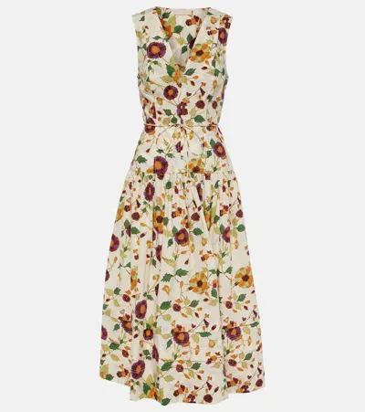 Ulla Johnson Kiran Floral Cotton Midi Dress In White