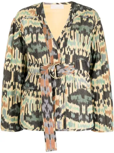 Ulla Johnson Lakshmi Graphic-print Belted Jacket In Neutrals