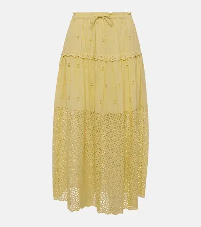 Ulla Johnson Lucia Cotton Voile Maxi Skirt In Gelb 