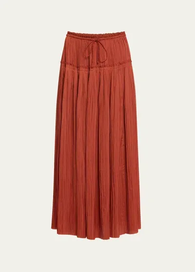 Ulla Johnson Malia Pleated Drawstring Maxi Skirt In Tierra