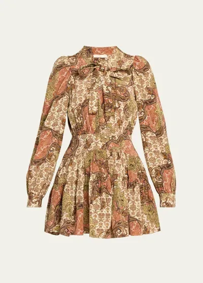 Ulla Johnson Maris Paisley Long-sleeve Mini Dress In Aura