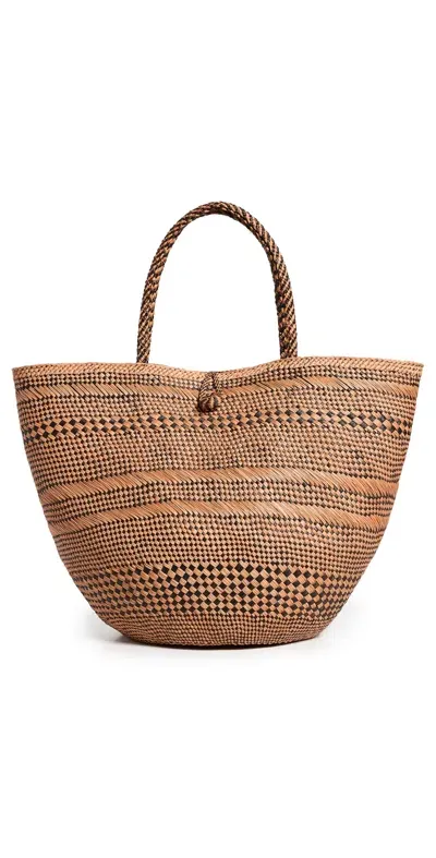 Ulla Johnson Marta Large Basket Tote Amber Brown Stripe In Neutrals