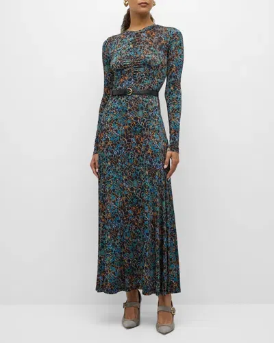 Ulla Johnson Naia Printed Jersey Long-sleeve Maxi Dress In Caribaea