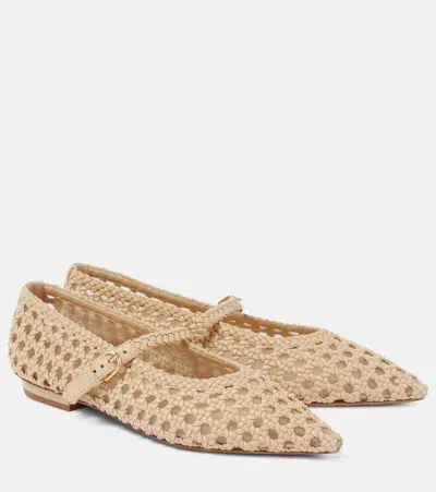 Ulla Johnson Open-knit Mary Jane Flats In Gold